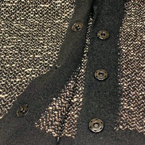 D. EXTERIOR Black White Metallic‎ Wool Blend Boucle Knit Cardigan - Picture 9 of 12